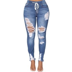 Fashion Nova Women’s Talk That Talk Distressed Skinny Jeans NWT SZ 5